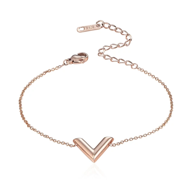 New Arrival Fashion 3 Colors Stereoscopic V Charm Bracelet For Woman New Arrival Fashion 3 Colors Stereoscopic V Charm Bracelet For Woman Anium Steel Luxury Brands Jewelry