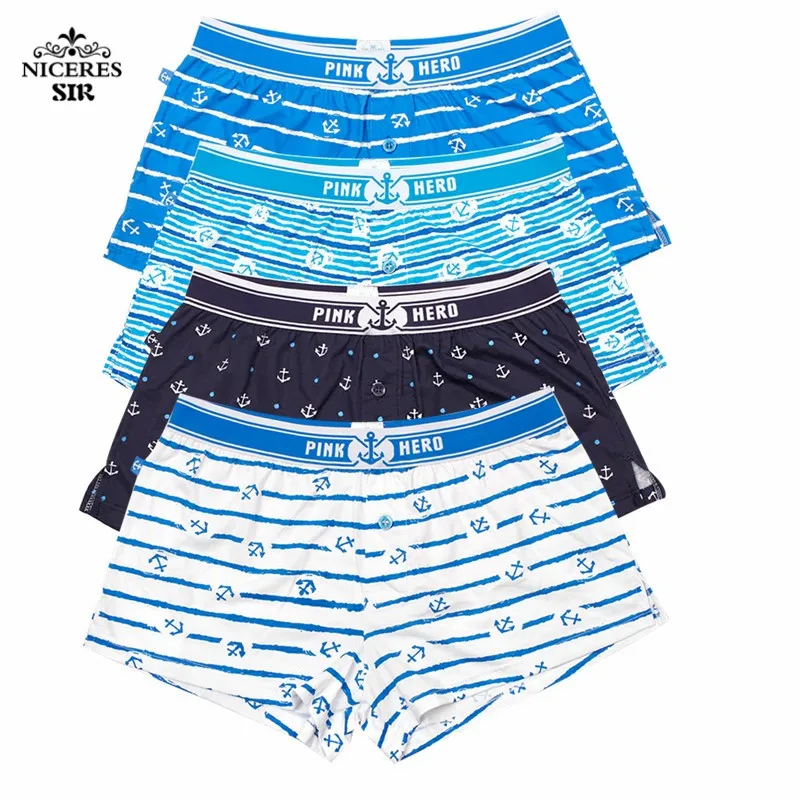 

PINK HERO Sexy Breathable Cotton Printed Underwear Men Boxer Pants Men underwear shorts at home 4pcs/lot Men Underwear Boxers