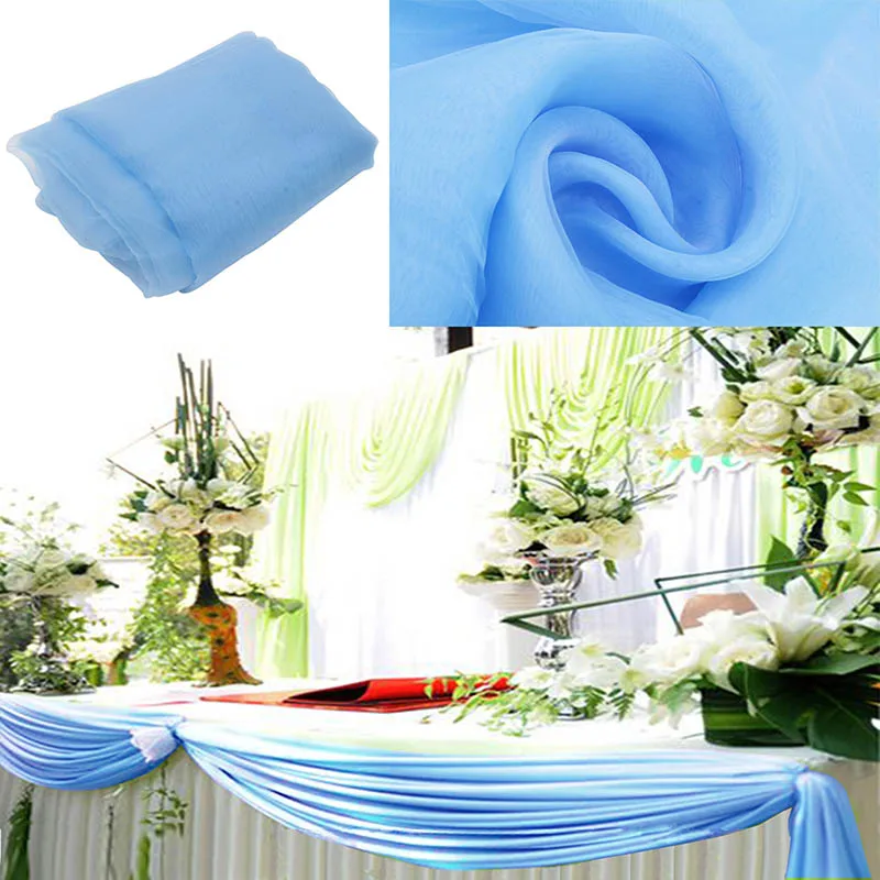 Light Blue Органза 5 м x 1,35 м прозрачная ткань Swag Свадебная вечеринка шторы фон занавес Стенд украшение арки фотобудка фон 32 цвета - Цвет: Light Blue