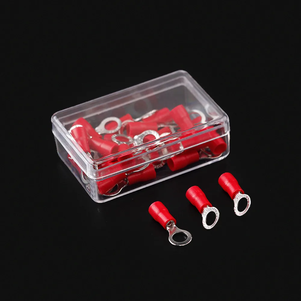 25pcs Red 22 18 Ga AWG Gauge Car Electrical Power Wire Ring Eye Cold pressed Terminals