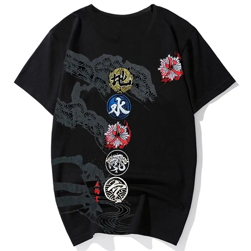 Модная футболка с вышивкой для фитнеса Повседневная мужская футболка 2xl-9xl брендовая одежда с круглым вырезом Мужская хлопковая футболка Мужская