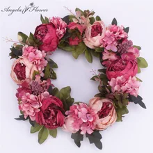 Сделай Сам, искусственная цветочная гирлянда, роза, венок, для дома, свадьбы, сада, вечерние, Декор, венок, висящий на двери, в форме сердца, Рождественский, Цветочный, подарок