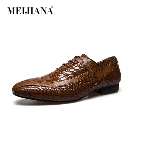 MeiJiaNa/модные мужские туфли в итальянском стиле; роскошные мужские туфли-оксфорды из коричневой кожи с резным носком; мужские туфли в деловом стиле - Цвет: Шоколад