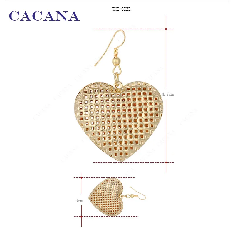 CACANA Dangle Long Earrings For Women Peach Heart Top Quality Bijouterie Hot Sale No A165 A166