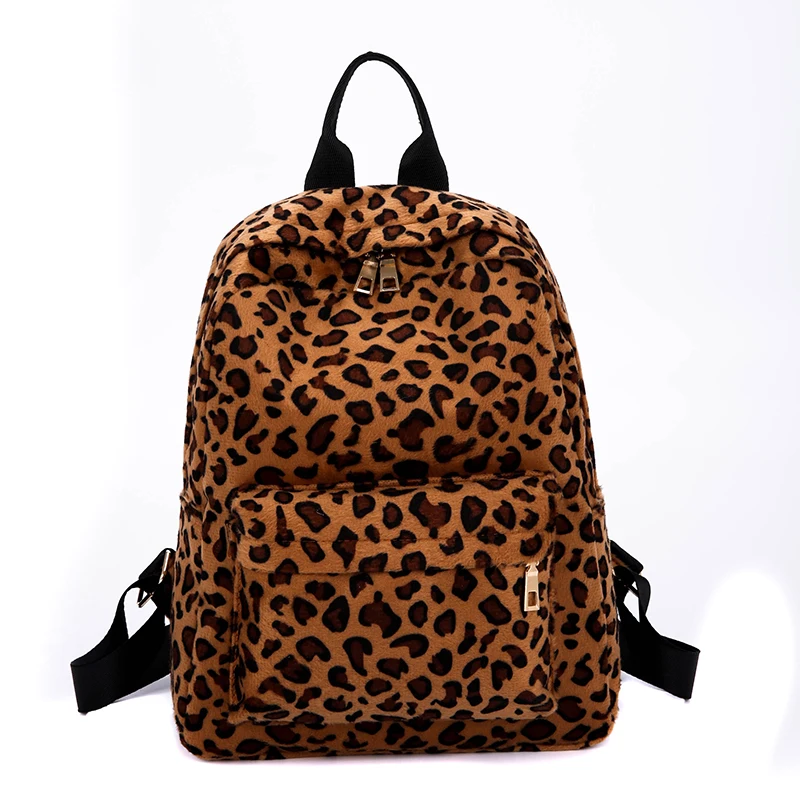 Sexy leopard imitation leather backpack for women 2019 soft winter
