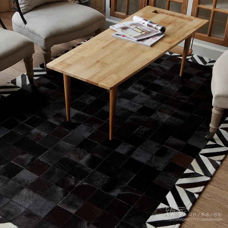 - 2018 New European style luxury geometric carpets living room bedroom tea table big rugs Modern simplicity custom cowhide carpet