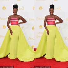 Желтый пол длина бальное платье без бретелек с плеча Vestidos De Fiesta платья знаменитостей