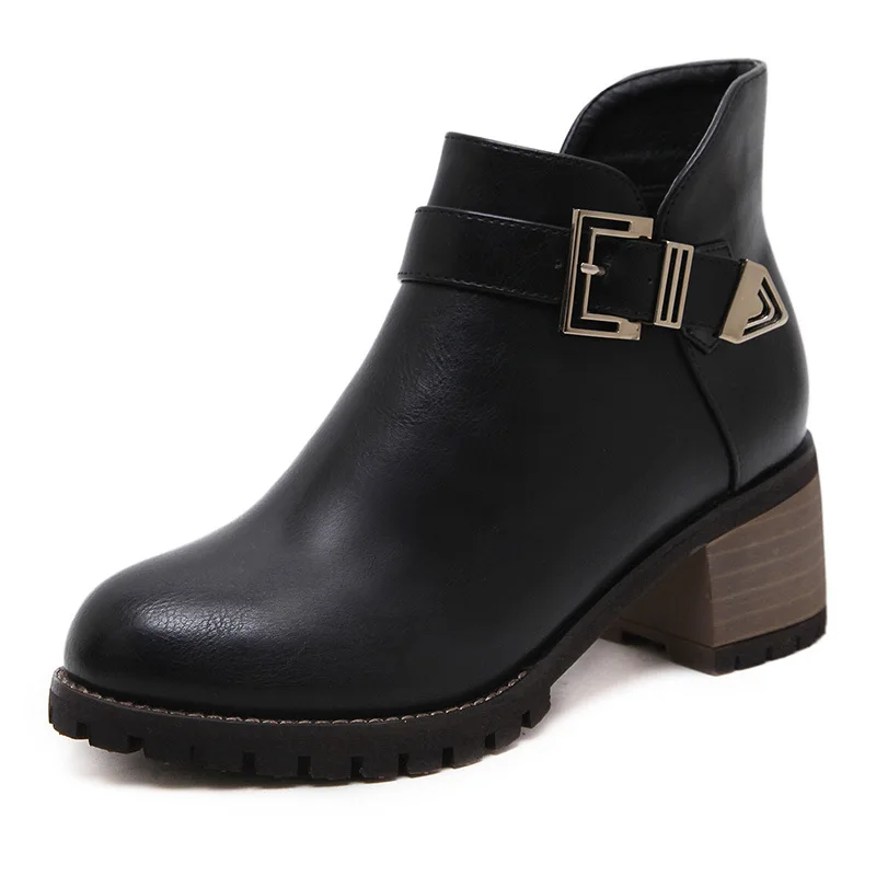 

2019 autumn and winter Europe and the United States wild new boots Chelsea women's new boots black ljj 0219