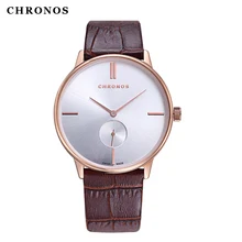CHRONOS Newest Couple Watches Creative Single Second Hand Dial Leather Buckle Belt Waterproof Shock Resistant WristWatch CH03