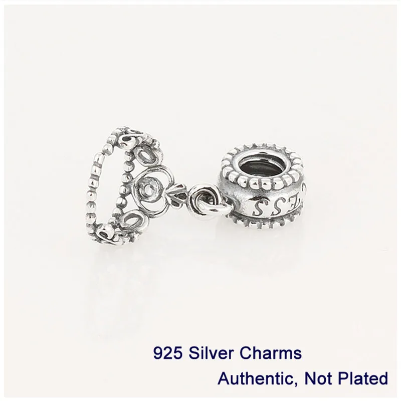 

Authentic 925 Sterling Silver My Princess Tiara Beads With Clear CZ Fit Bracelets DIY Fine Jewelry SW209