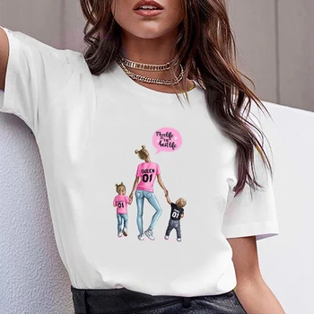 

Women Clothes Tshirt Printed Women Happy Boy Girl Mom Casual Summer Child Mommy Casual Shirt T Top Female T-shirt Woman Tee