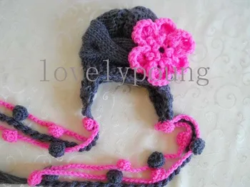 

Free shipping MOQ 1 piece baby birthday hat girls flower hats knitted hat kids winter hat MOQ 1pc