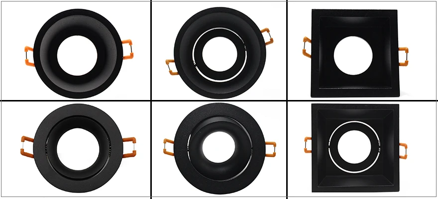 ZMISHIBO черный потолочный светильник GU5.3/GU10/MR16 E27 Светодиодный светильник 12 в 90 В-265 в круглая квадратная Встраиваемая рамка Сменное Кольцо 75 мм 90 мм CE