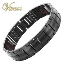 Pulsera magnética titanium hombres 4in1 iones negativos germanio magnético infrarrojo lejano negro brazalete envío libre vía hong kong post