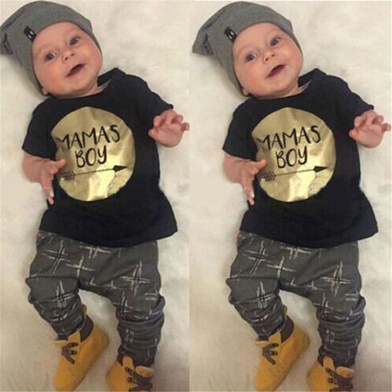 

Baby Boys Newborn Cotton Outfits Set Jumper Shirt Tops Pants 2pcs Clothes