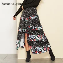 Асимметричные плиссированные женские юбки с принтом юбка с высокой талией Женская танцевальная юбка в Корейском стиле с оборками Макси длинные юбки мода
