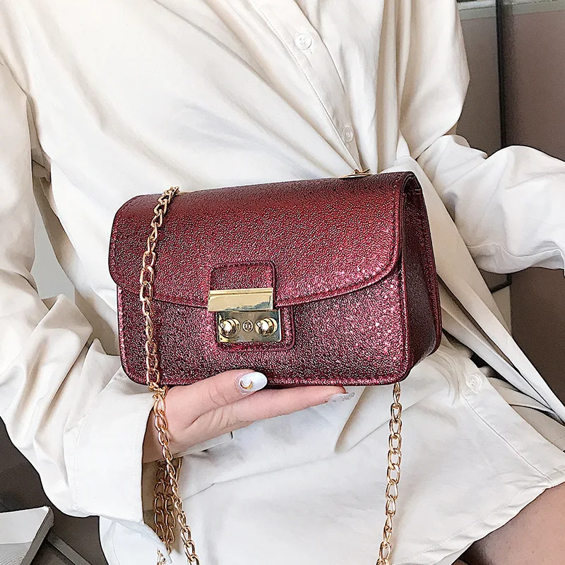 

Brand Luxury Women Purses and Handbags Small Glitter Bag Gold Chain Shoulder Bag Messenger Crossbody Bags Bolsas Mujer B371