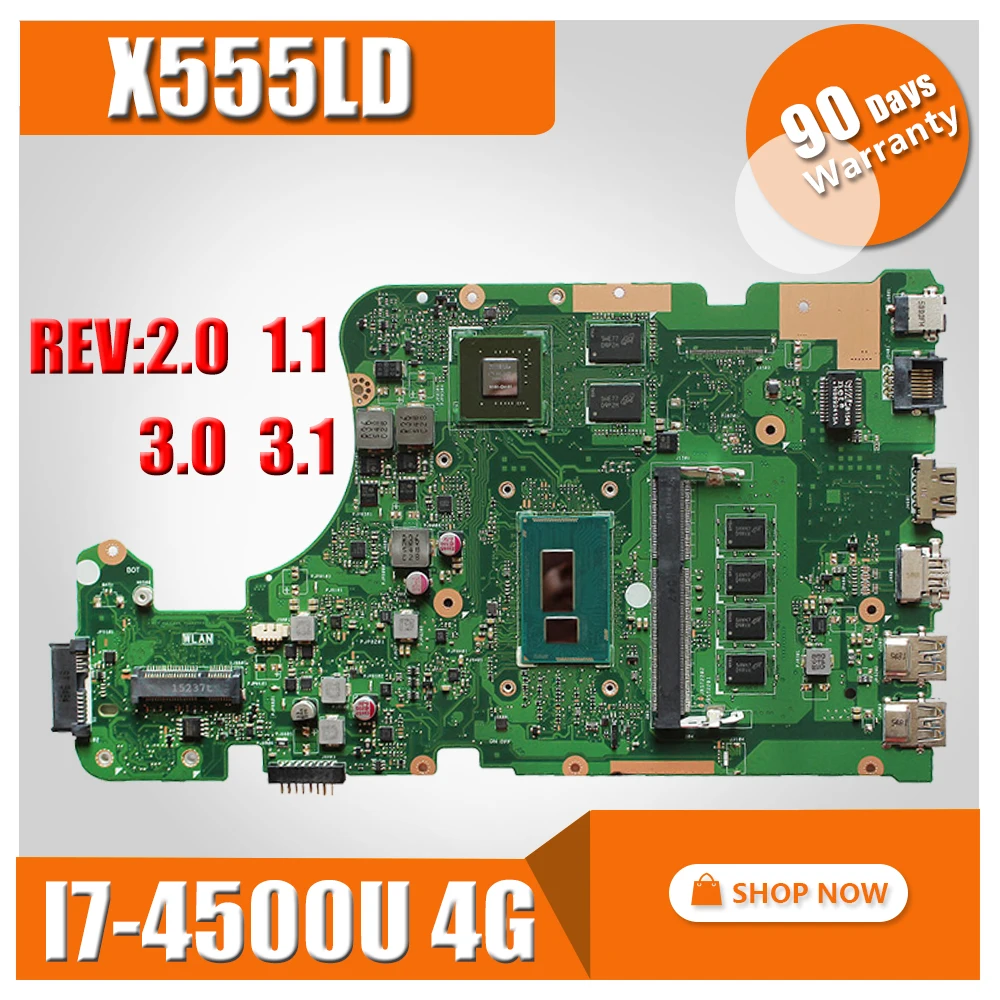 Продажа Материнская плата X555LD i7 cpu 4G ram для ASUS X555L F555L X555LDB X555LN материнская плата для ноутбука X555LD материнская плата X555LD