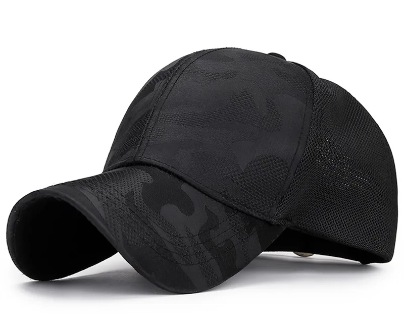 2019New летняя камуфляжная сетка шляпа, модный открытый зонтик для досуга дышащая бейсбольная кепка для мужчин и женщин шляпа от солнца - Цвет: Черный