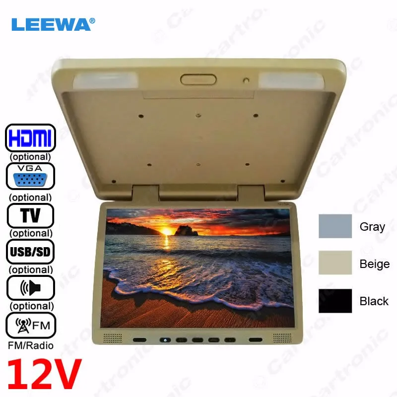 

LEEWA 12V Truck Bus 17" inch TFT LCD Roof Mounted Monitor Flip Down Monitor For Car DVD Player TV USB SD FM VGA Speaker HDMI