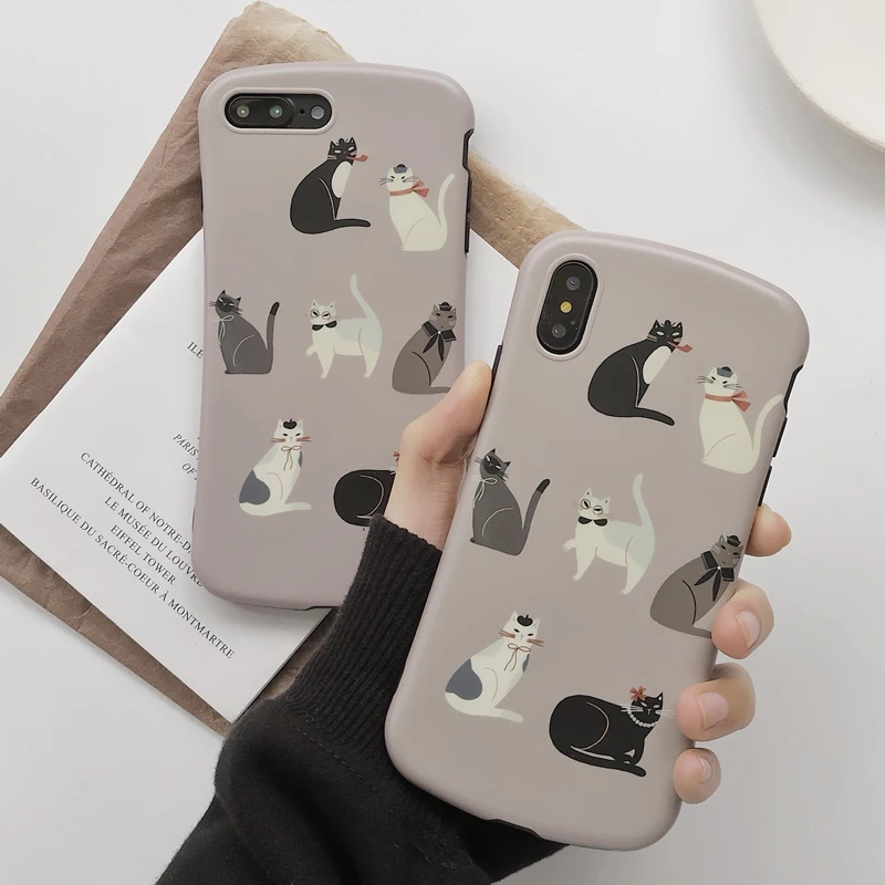 

For apple silicone phone case fashion personality Glossy cool cat pattern for iphone XS MAX X XR 6 7 8 Plus Anti-fall cover case
