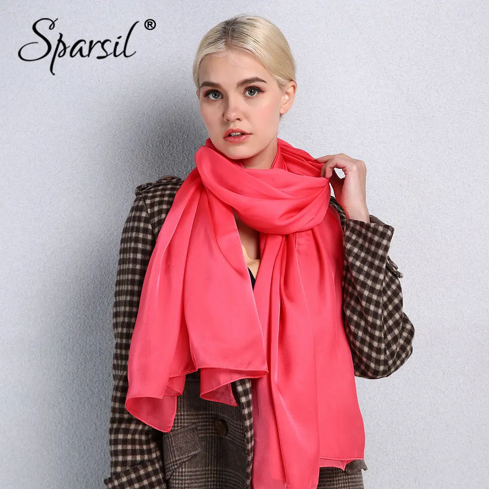 

Spasril 2019 Solid Color Imitate Silk Scarves Women Soft Sun-Protect Travel Shawls Spring Summer Hot Silk Feeling Scarf Hijabs