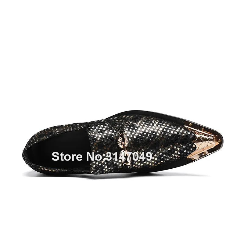 Size 47 Homem Impressão Do Couro Preto Ouro Gold Metal with buckle No Sapatos Toe Moda Zapatos Dot Homens Hombre Dedo Pé Hoop De Vestir Dragon With Toe Parágrafo Plus Toe Aguçado Polka w7qYBZ