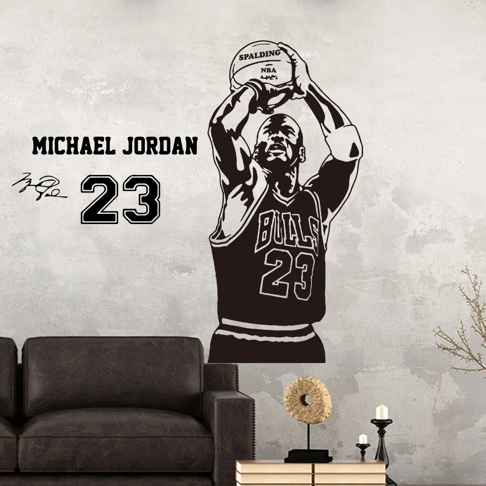 Баскетбол стрельба 23 Майкл обои с Джорданом украшения дома Наклейка на стену для гостиной Дети настенные декоративные наклейки плакат