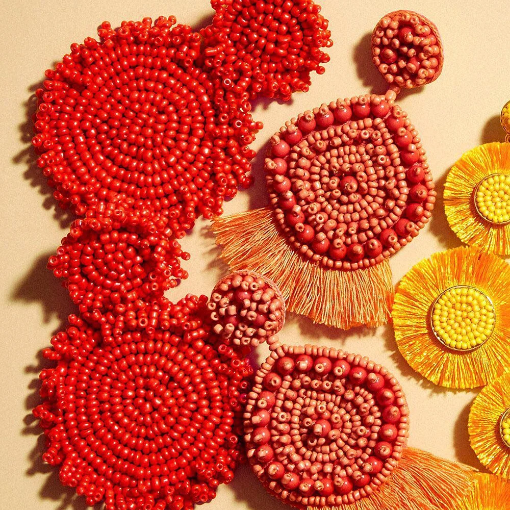 

Fashion Bohemian Red Big Beads Tassel Earrings for Women Ethnic Large Handmade Fringe Dangle Earrings Wedding Jewelry Wholesale