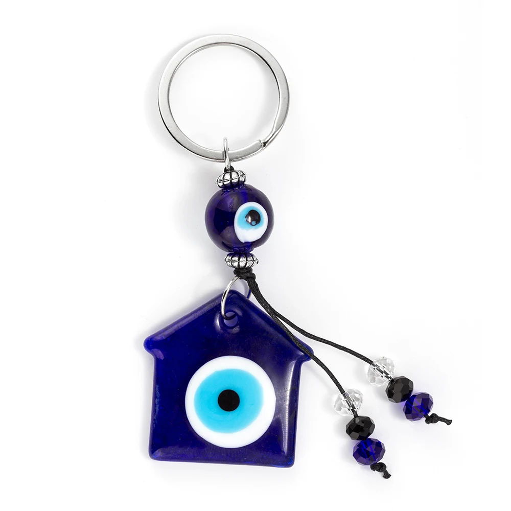 Счастливый глаз синий стеклянный брелок домик сглаза талисманы кисточка автомобильный брелок для женщин мужчин подарки EY186