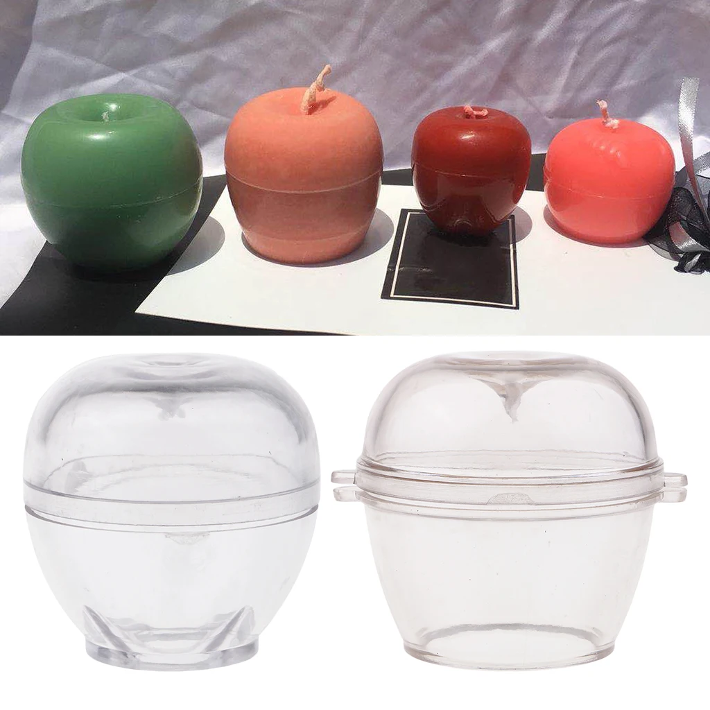 2 Set Plastic Apple Shaped Candle Making Mold Soap Mould for DIY Dried Flower Candle Wedding Party Scented Candles