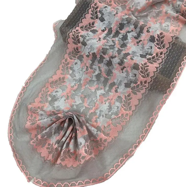 1 Meter Grey Pink Elastic Lace Stretch Wide Lace Trim Elastic Lace