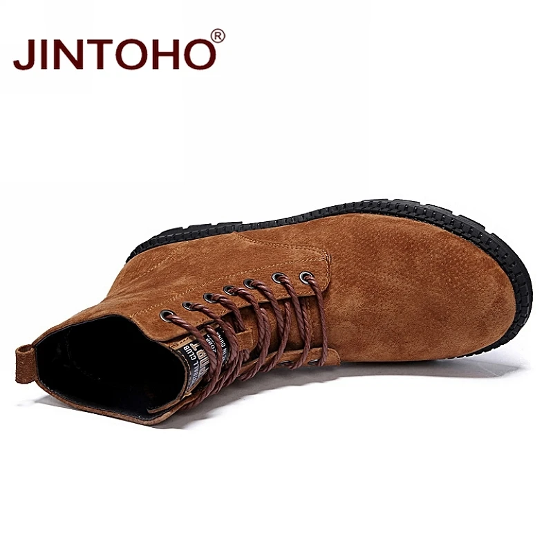 JINTOHO/мужские зимние ботинки из натуральной кожи модная мужская зимняя кожаная