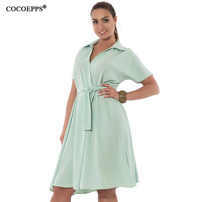 

2019 New Loose Plus Size Chiffon Women Dress of Big Size New Work OL Dresses Large Size sashes Clothing Summer Vestidos 5XL 6XL