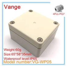 Промоупаковка литья сделать IP65 Водонепроницаемый ABS пластиковые окна проекта с 4 шт. PG7 водонепроницаемый кабельный сальник 65*58*35 мм