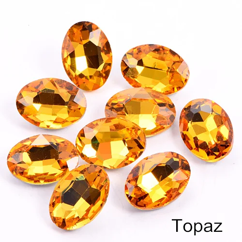 Topaz 4 размера, 24 цвета, стеклянный остроконечный клей для страз овальной формы, разноцветные хрустальные стразы для самостоятельного изготовления сумок для одежды, украшения B1258 - Цвет: Topaz