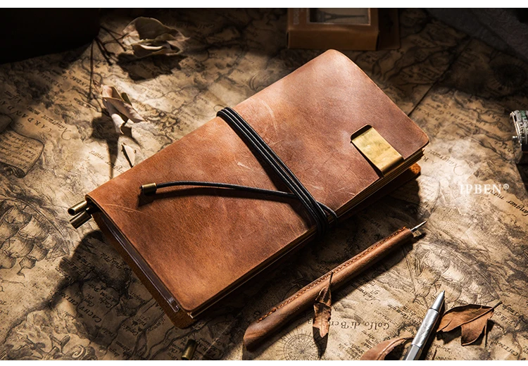 Винтажная записная книжка из натуральной кожи для путешественника, дневник из воловьей кожи ручной работы, Подарочная записная книжка для путешествий