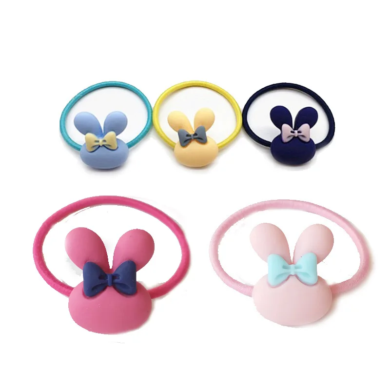 

10Pcs Cute Plastic Rabbit Rubber Head Hair Band Elastic Accessories For Girl Scrunchy Gum Headbands Rope ring Kids Hair Holders