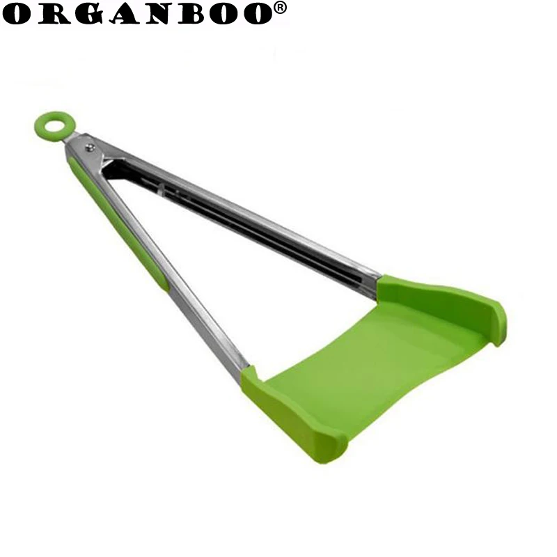 

ORGANBOO 1PC Clever 2 in 1 Silicone Spatula Food Clips Shovel Non-stick Spatula Silicone Tongs Barbecue Salad Tools 12/9inch