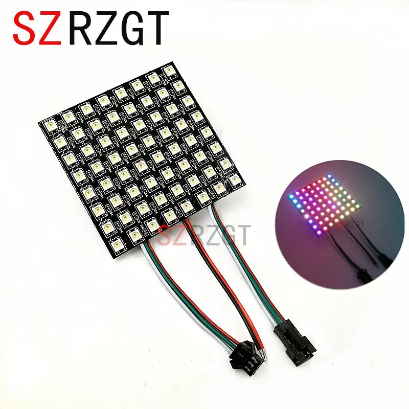 Цифровая Гибкая Светодиодная панель WS2812B WS2812 8*8 пикселей 64 пикселя индивидуально