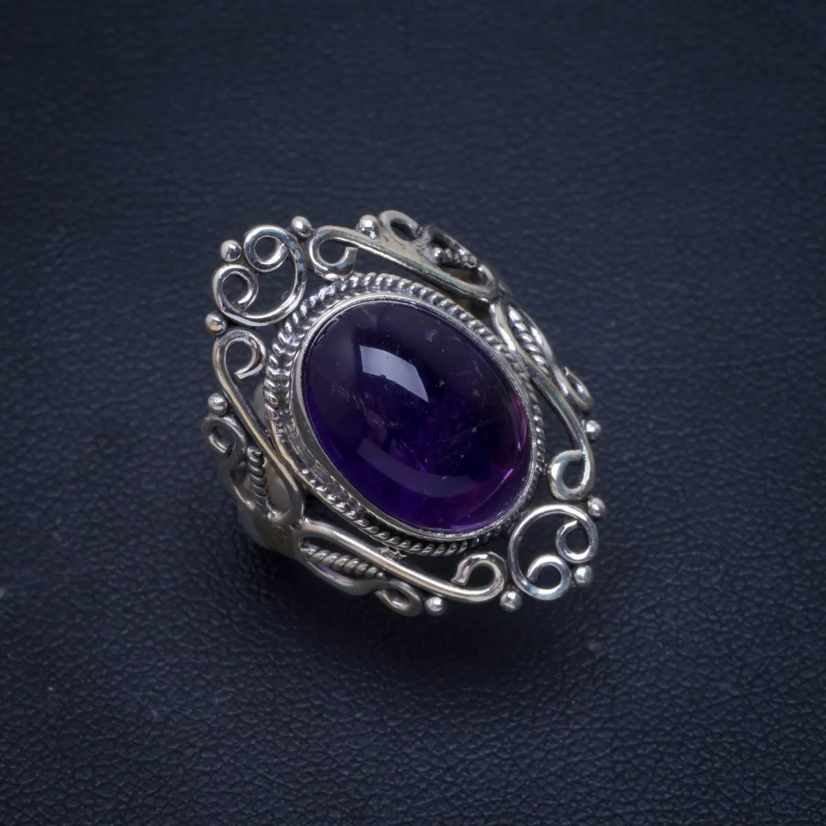 

Natural Amethyst Handmade Unique 925 Sterling Silver Ring 6.5 B1024