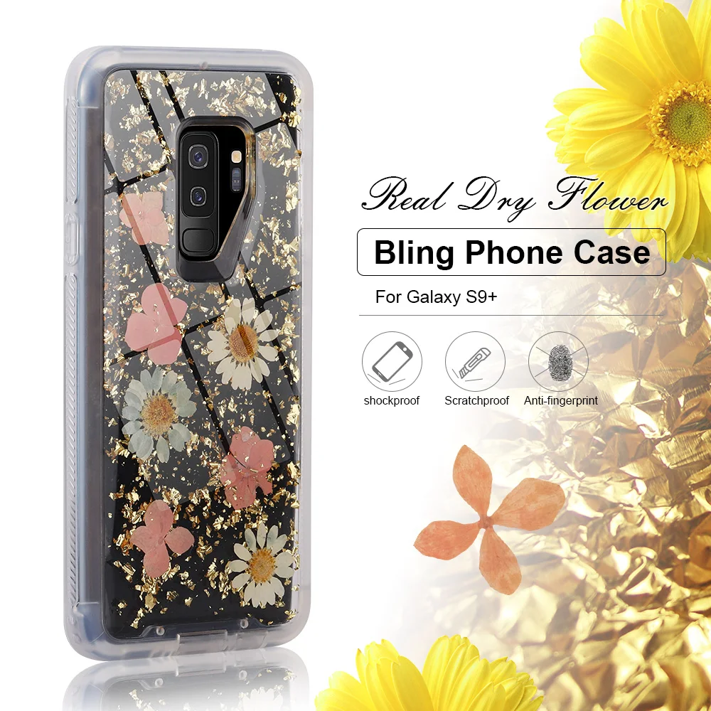 

For Samsung Galaxy S9 Plus Phone Case Hard Full Cover Protection Dry True Flower Shockproof Fashion s9plus TPU Bumper S9+ cases