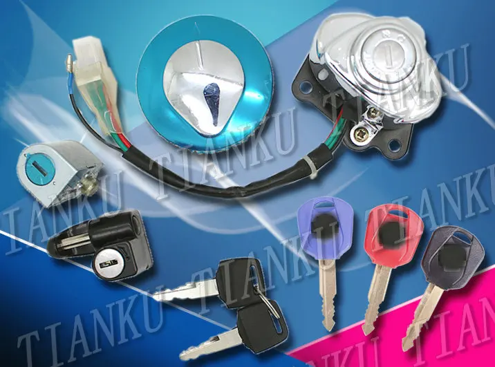 Motorcycles Ignition Switch Gas Cap Helmet Steering Lock Key For Honda