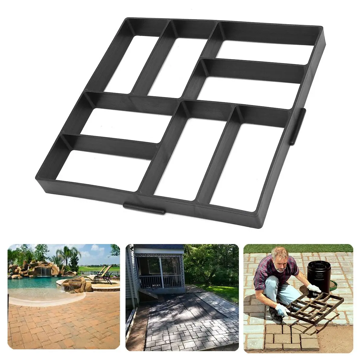 40*40cm Stone Mold Driveway Rectangle Paving Pavement Garden DIY