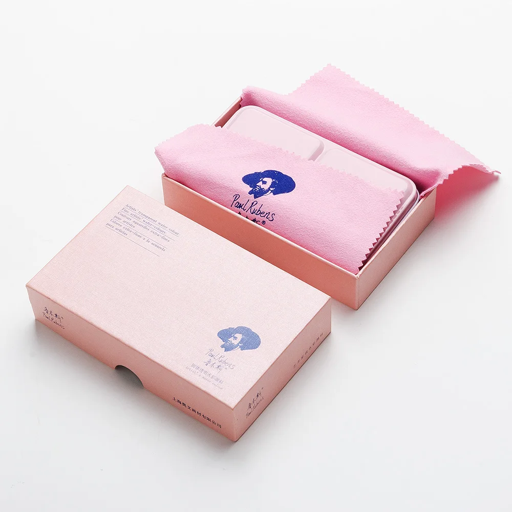 Cena Rubens 12 24 artystyczny obraz akwarela farby jednolite kolory różowy przenośny metalowy futerał z paletą brokat akwarela