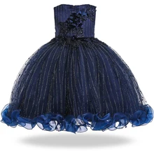 Летние Платье для девочек с цветочным принтом элегантные Детские платья для девочек Детская вечеринка и свадебное платье принцессы 10 лет L5101