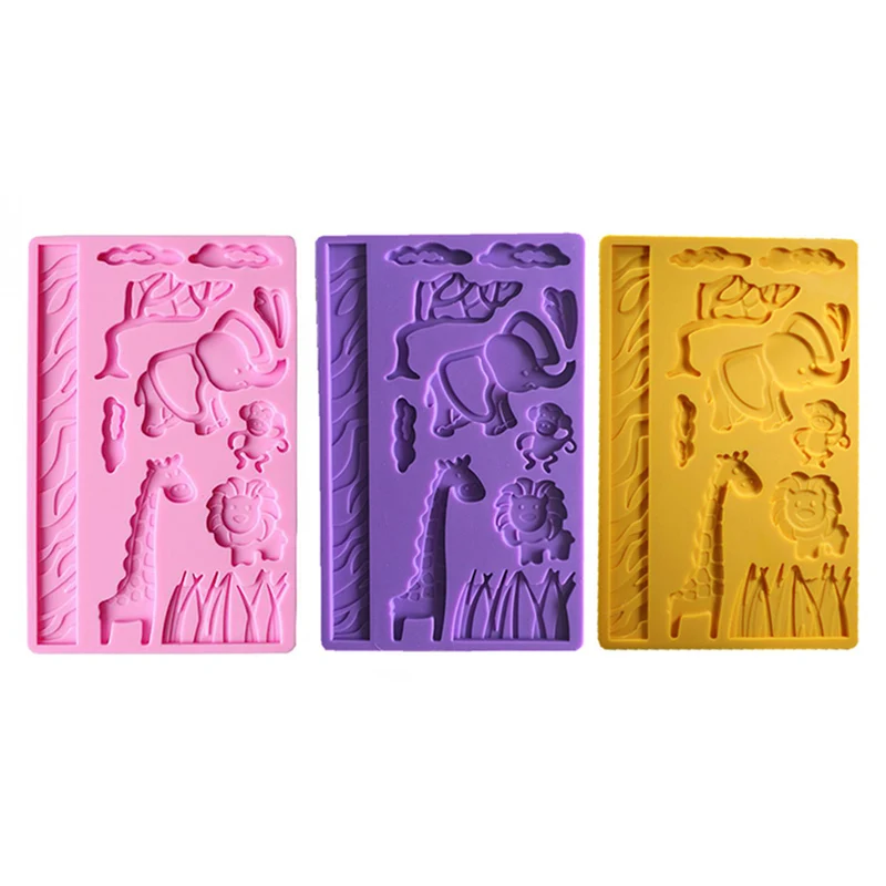 

Cake Lace Decorating Fondant Sugar Cake Tool 1 Pc Elephant Giraffe Zoo Animal Jungle World Lion Grass Monkey Silicone Mold