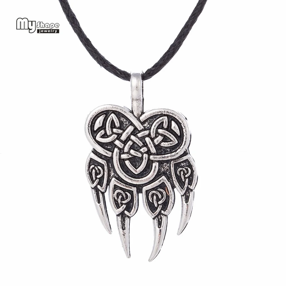 

My Shape Viking Wolf Claws Pendant Necklaces Pendants Men Nordic Runes Viking Choker Bear Paw Charm Statement Necklace Women