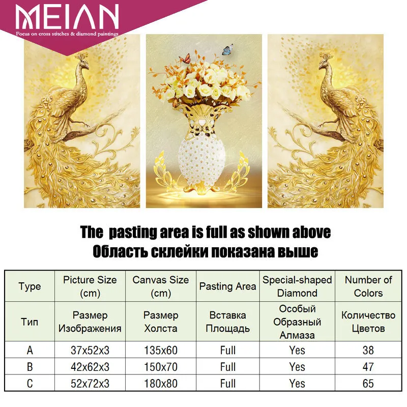 Meian, специальная форма, алмазная вышивка, животное, павлин, цветок, полный, 5D, DIY алмазная живопись, вышивка крестом, 3D, Алмазная мозаика, Декор