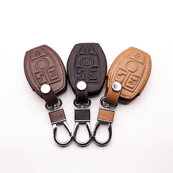 

Leather Car Keychain Key Fob Case Cover wallet for Mercedes-Benz W203 W210 W211 AMG W204 C E S CLS CLK CLA SLK Car styling